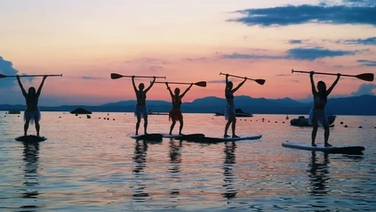 Morning and sunset SUP Yoga at Bardolino on Lake Garda 2